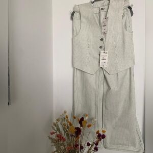 ZARA Striped Women's Denim Suit